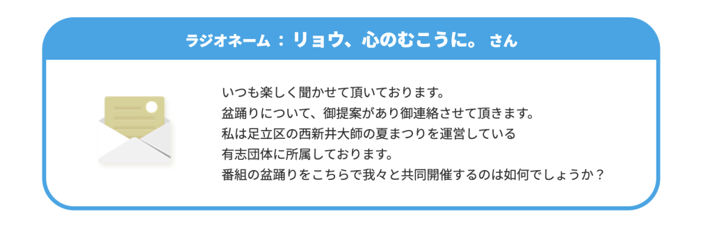 伊藤さんが番組へ送ったメール