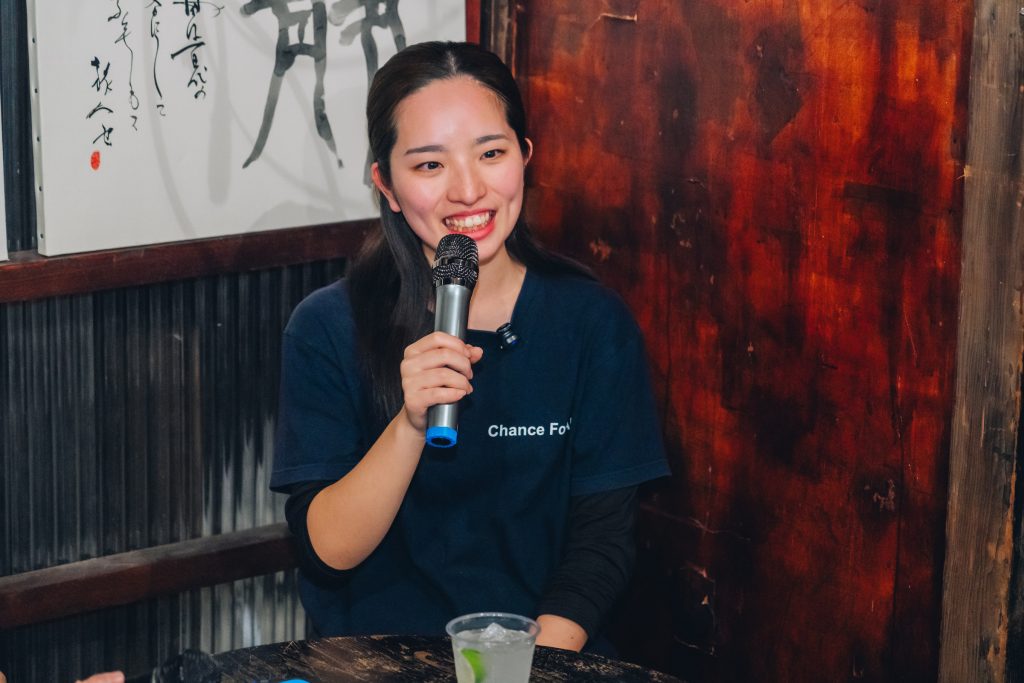 「ガチアダチメグル」11月分の寄付先の団体となった「Chance For All」学生チームをマネージメントする廣瀬陽香さん 